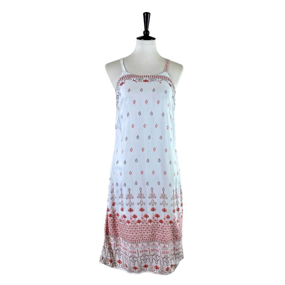 Lapogee Shift Dress Sleeveless Boho Cream Red Print Women’s Size Medium